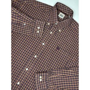 Men's Cinch Long Sleeve Orange Maroon Plaid Button Down Shirt Size Small Western